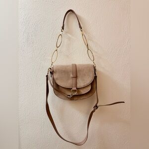 Zara Beige Crossbody Bag with Gold Hardware